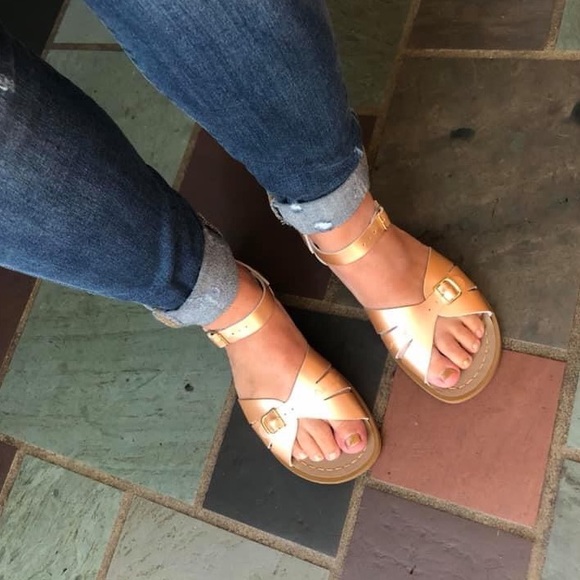 rose gold saltwater sandals